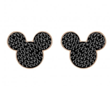 Aretes Swarovski Mickey Mouse Pavé Negro Oro Rosa
