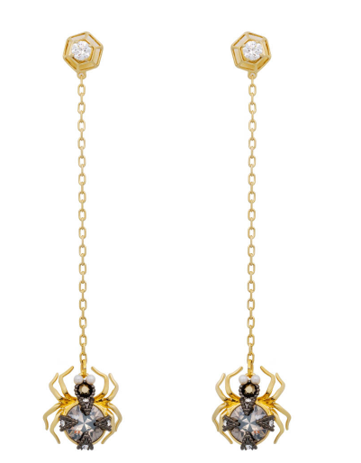 Aretes Swarovski Araña Perlas Dorado