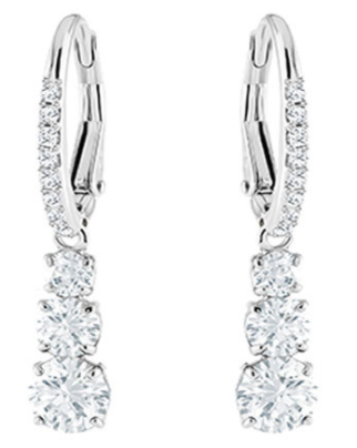 Aretes Swarovski Trilogía Cristales Blancos Platino