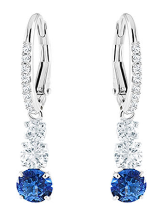 Aretes Swarovski Trilogía Cristal Azul Platino