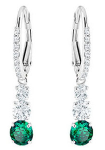 Aretes Swarovski Trilogía Cristal Verde Platino