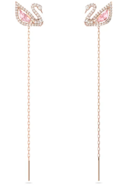 Aretes Swarovski Swan Cisne Ala Rosa Hilo