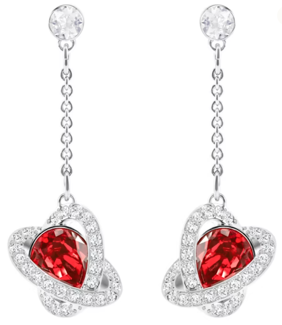 Aretes Swarovski Gota Roja Anillos Orbitales