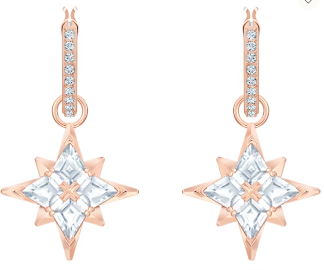 Aretes Estrella cristal facetado baño oro rosa