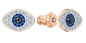 Aretes Ojo protector pavé baño oro rosa