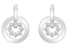 Aretes círculo con flor pavé baño de rodio