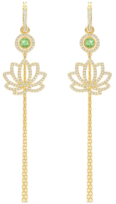 Aretes Swarovski Flor de Loto Cristal Verde
