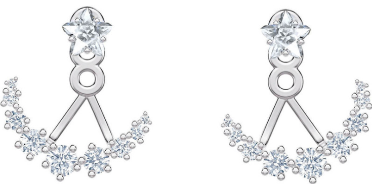 Aretes Swarovski Estrella y Cristales Colgantes Plata