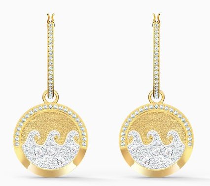 Aretes Swarovski Aro Medallón Olas Doradas