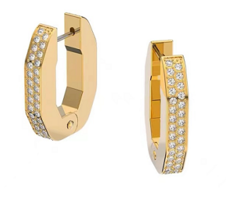 [E179-1] Aretes Swarovski Dextera Aro Octagonal Dorado