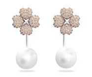 Aretes Swarovski Trébol Pavé y Perla Colgante