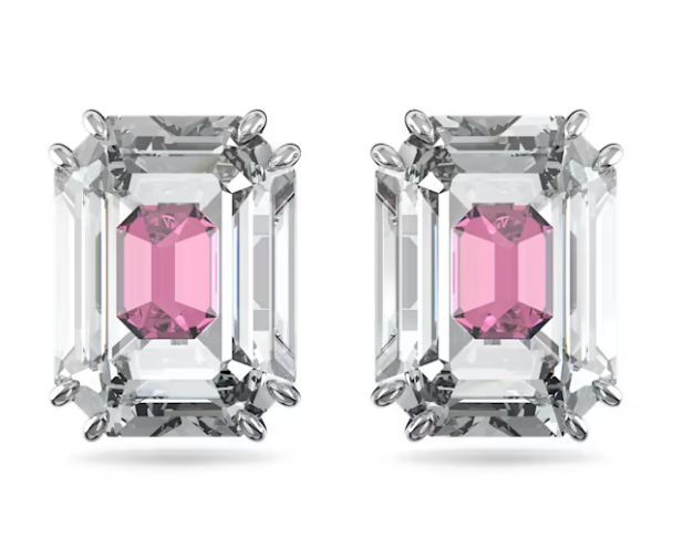 Aretes Swarovski Mesmera Marco Blanco Centro Rosa