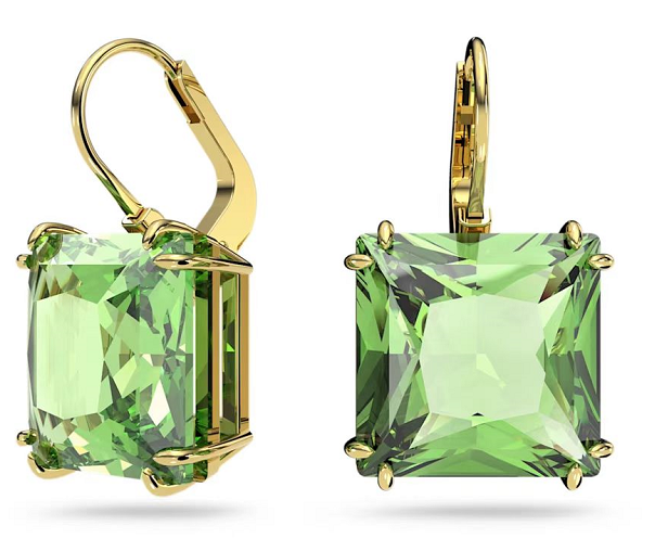 Aretes Swarovski Millenia Cristal Verde Corte Octagonal