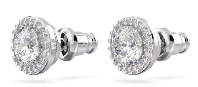 Aretes Swarovski halo cristal blanco baño de rodio