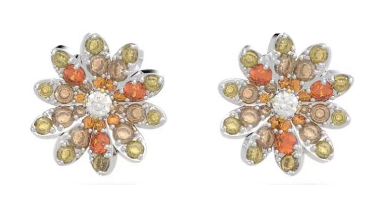 Aretes Swarovski flor multicolor pétalos cristal