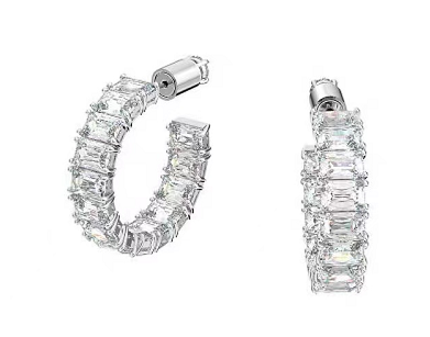 Aretes Swarovski aro cristales escalonados transparentes