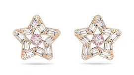Aretes Swarovski estrella baguette cristal rosa
