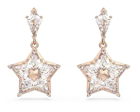 Aretes Swarovski estrella colgante cristal oro rosa
