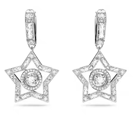 Aretes Swarovski aro estrella halo rodio