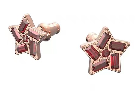 Aretes Swarovski estrella cristal rojo oro rosa