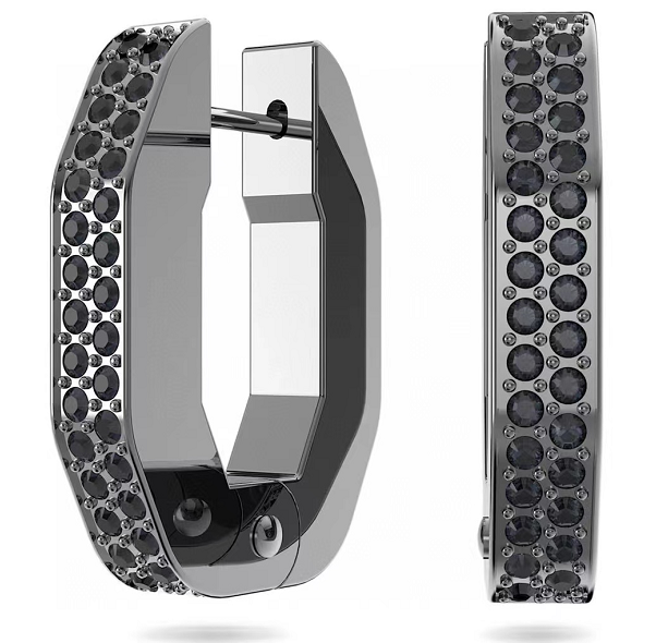 Aretes Swarovski Dextera aro geométrico negro