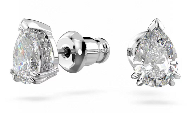 Aretes Swarovski solitario cristal pera transparente