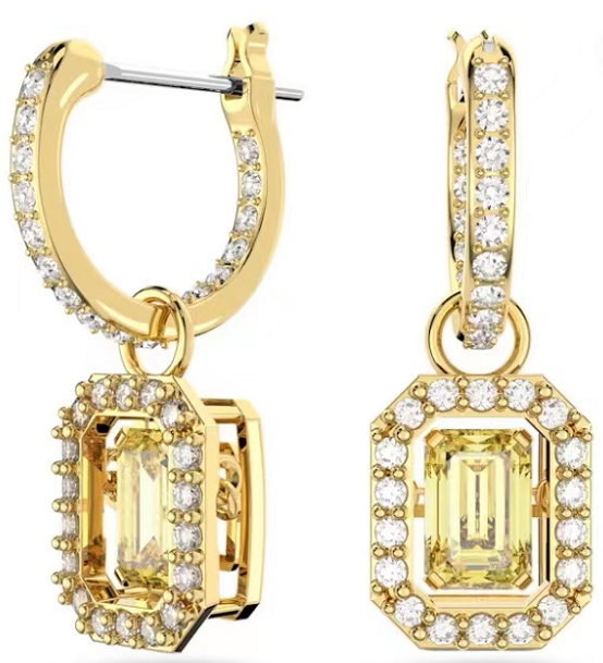 Aretes Swarovski Millenia aro colgante citrino