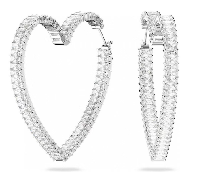 Aretes Swarovski aro corazón baguette grande