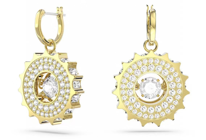 Aretes Swarovski Aro Rueda Solar Dorada