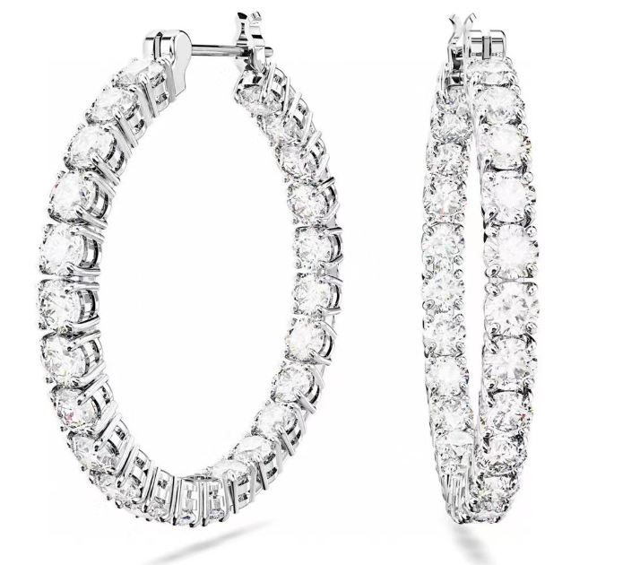 Aretes Swarovski Aro Grande Cristales Blancos