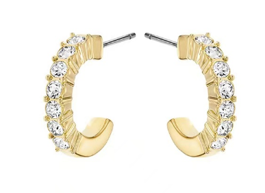 Aretes Swarovski Media Luna Cristales Blancos Dorado
