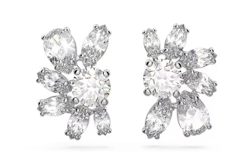 Aretes Swarovski Racimo Floral Cristales Blancos