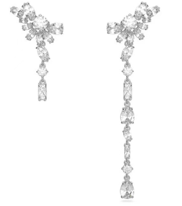 Aretes Swarovski Cascada Racimo Cristales Blancos