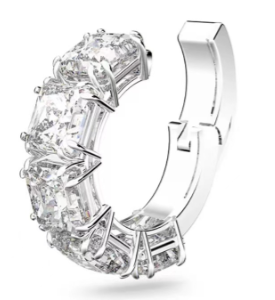 Arete Individual Swarovski Aro Eslabones Blanco