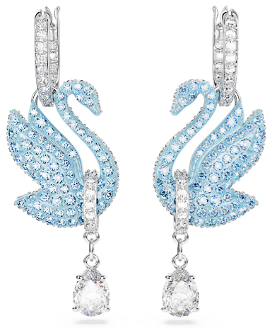 Aretes Swarovski Cisne Azul Colgante