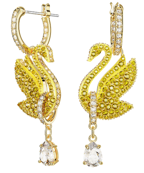 Aretes Swarovski Cisne Amarillo Dorado
