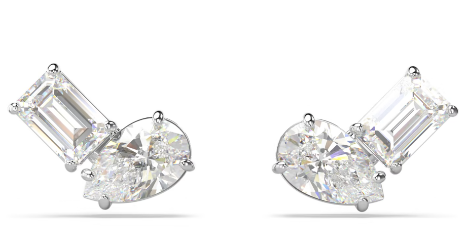 Aretes Swarovski Dúo Cristales Esmeralda y Pera
