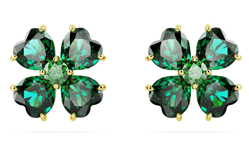 Aretes Swarovski Trébol de Cuatro Hojas Verde