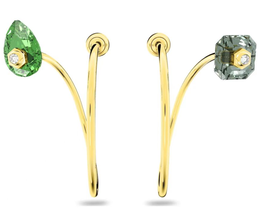 [E250] Aretes Swarovski Trepadores Bicolor Pera y Octágono