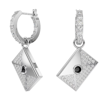 Aretes Swarovski Sobre Pavé Blanco Sello Negro