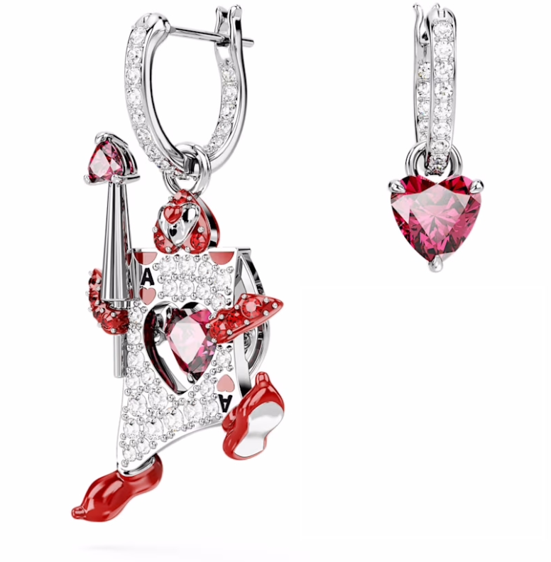 Aretes Swarovski Naipe de Corazones Rodio