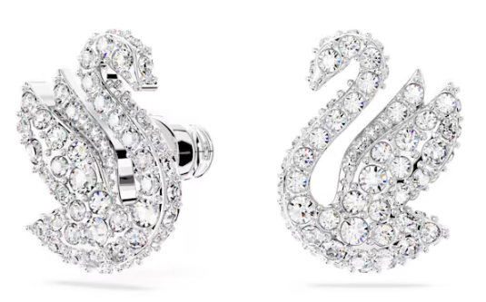 Aretes Swarovski Swan Cisne Blanco Platino