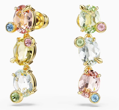 Aretes Swarovski Gema Óvalos Rosado y Aguamarina