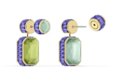 Aretes Swarovski Dextera Octagonal Verde y Lila