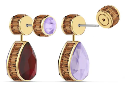 Aretes Swarovski Jacket Topacio Granate y Lila