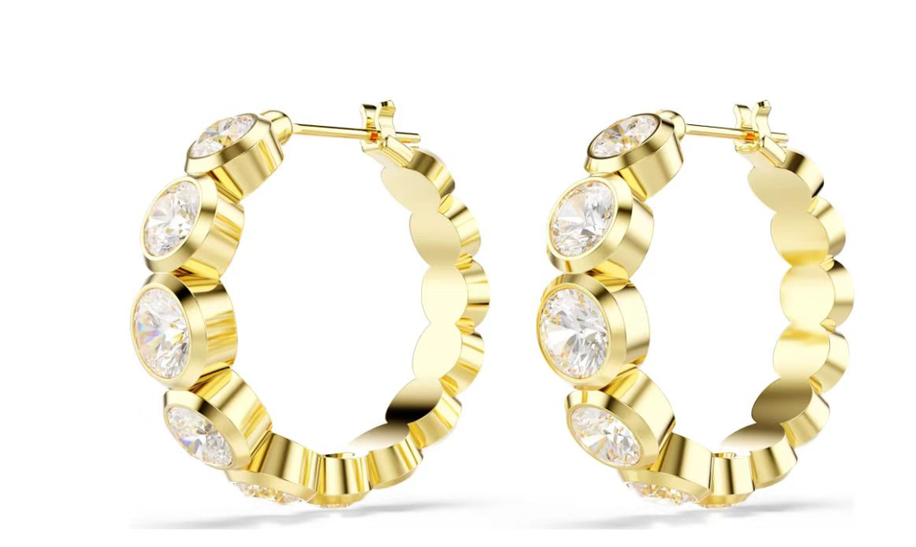 Aretes Swarovski Constella Aro Espaciado Dorado