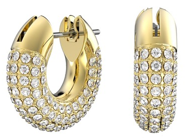 Aretes Swarovski Aro Grueso Pavé Dorado