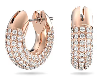 Aretes Swarovski Aro Grueso Pavé Oro Rosa