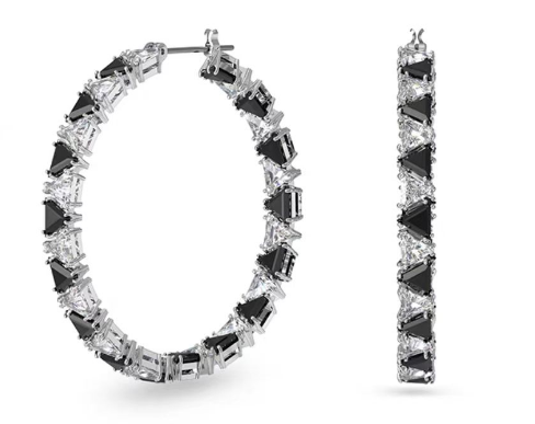 Aretes Swarovski Matrix Aro Negro y Blanco