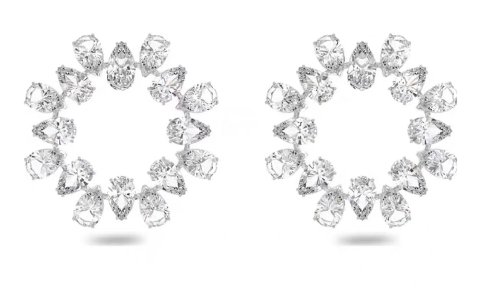 Aretes Swarovski aro floral cristales pera